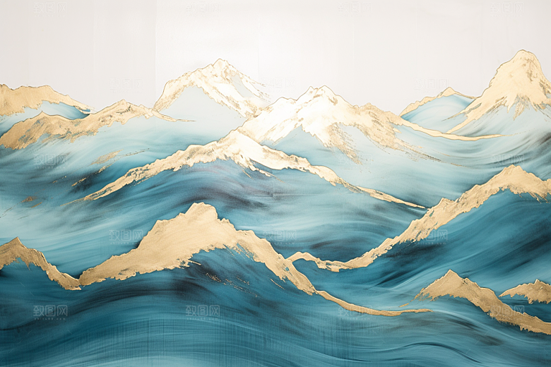 金色山水水墨高档装饰画