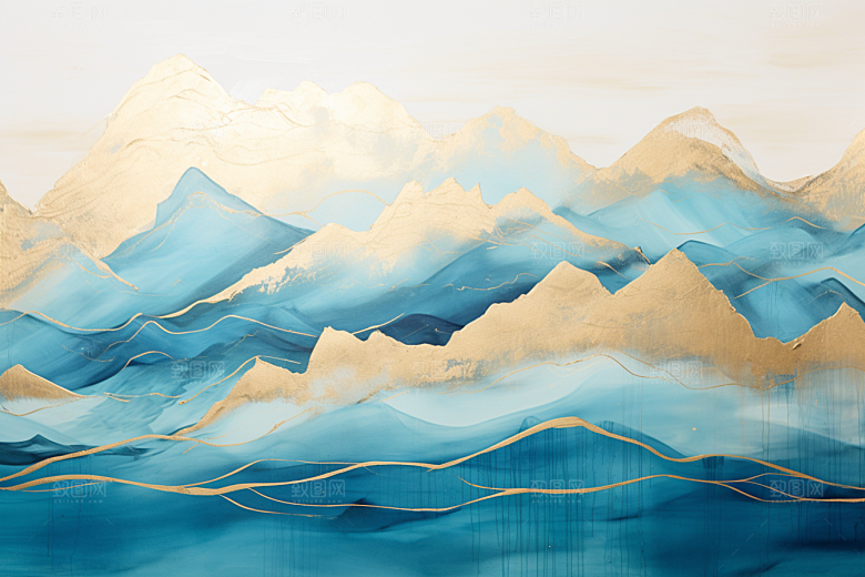金色山水背景大气装饰画
