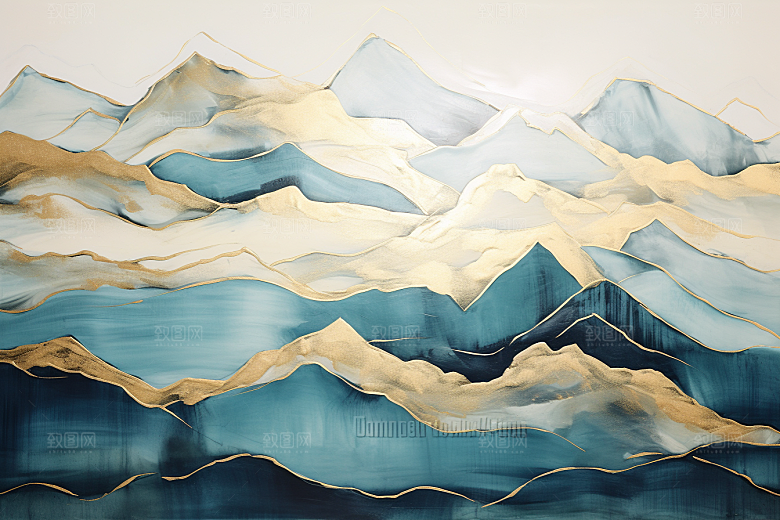 金色山水金箔中国风装饰画
