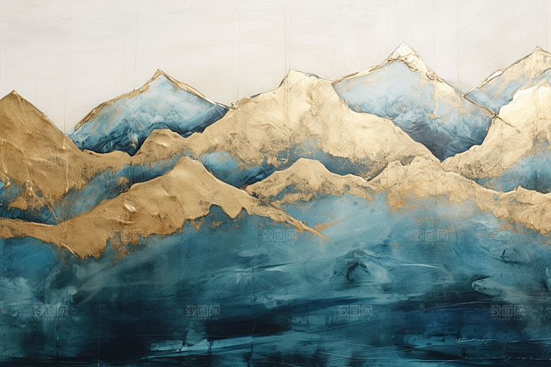 金色山水新中式高档装饰画