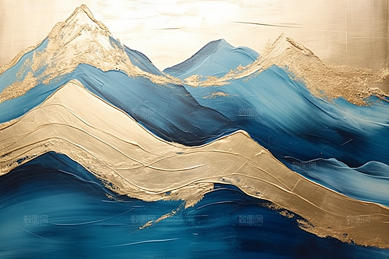 金色山水大气质感装饰画