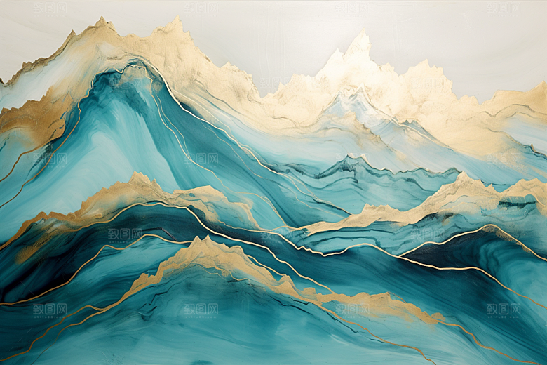 金色山水质感质感装饰画