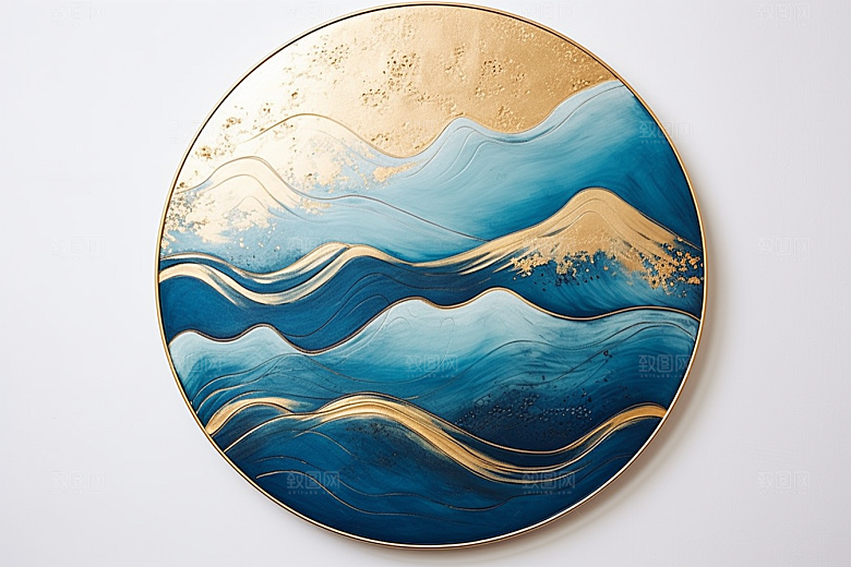 金色山水水墨质感装饰画