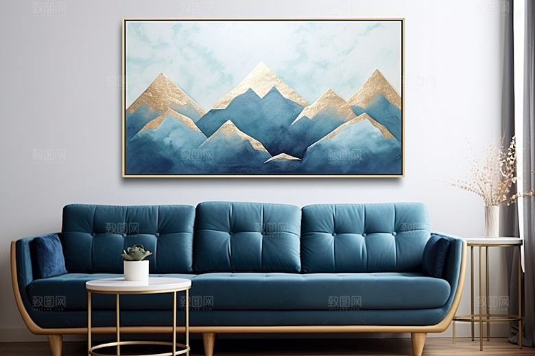金色山水水墨高档装饰画