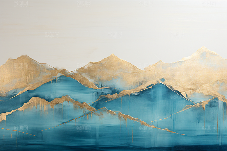 金色山水背景质感装饰画