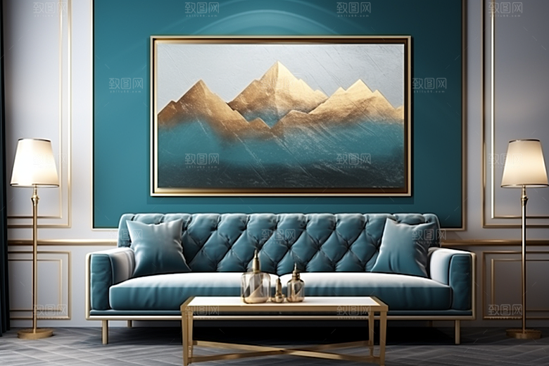 金色山水抽象金箔装饰画