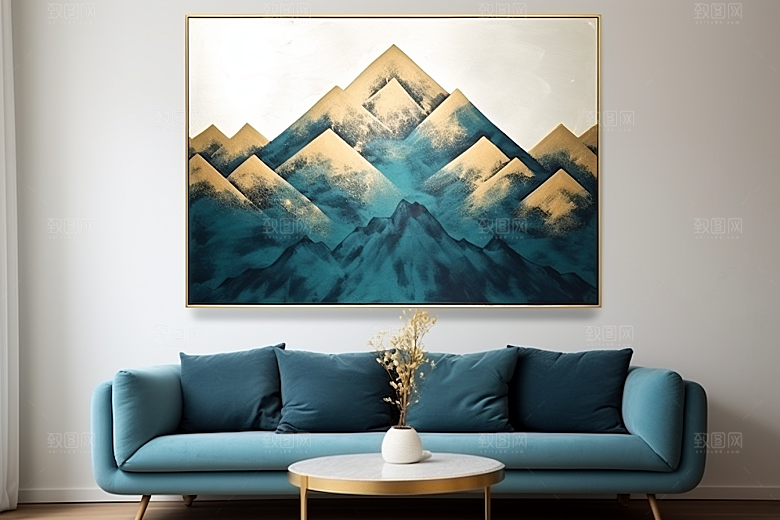 金色山水质感金箔装饰画