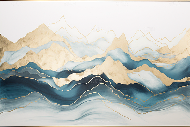 金色山水质感高档装饰画