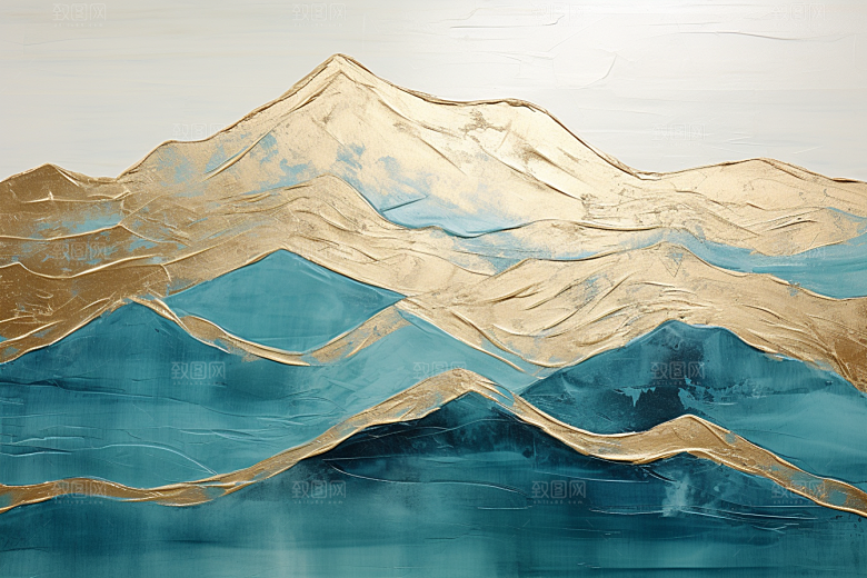 金色山水中国风大气装饰画