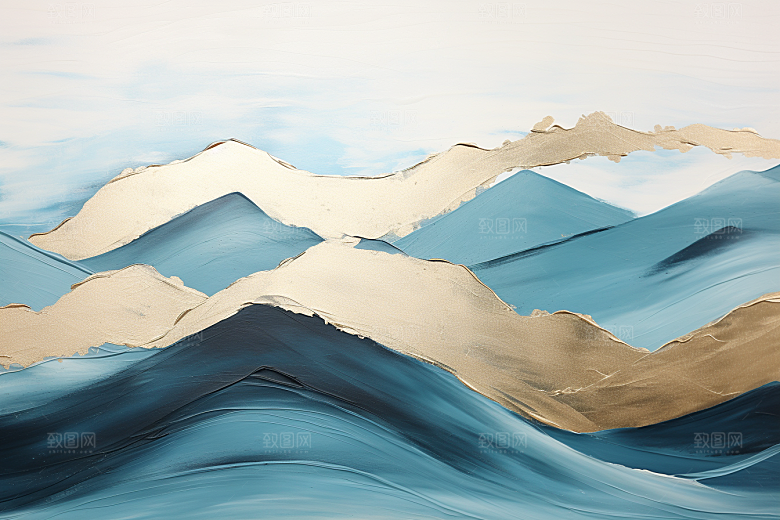 金色山水水墨新中式装饰画