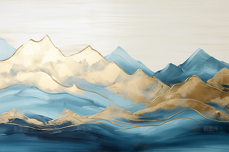 金色山水高档中国风装饰画