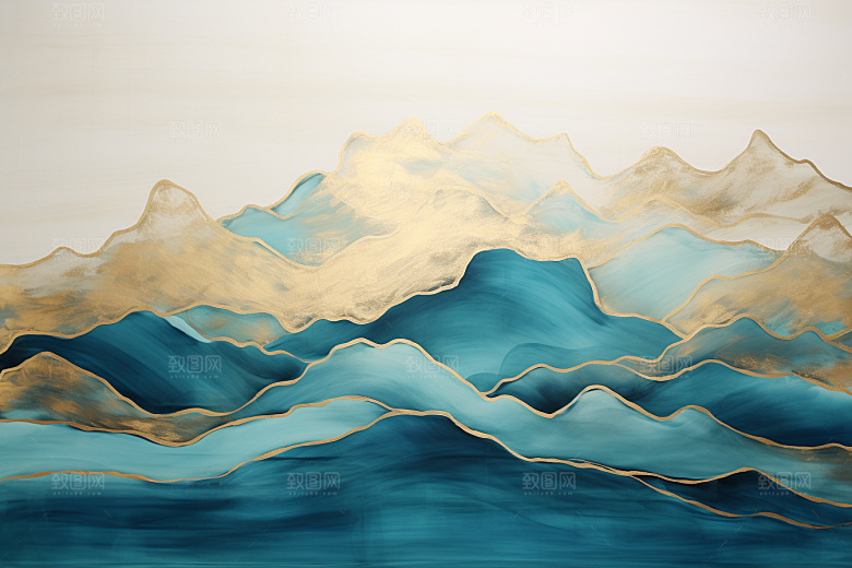 金色山水背景金箔装饰画