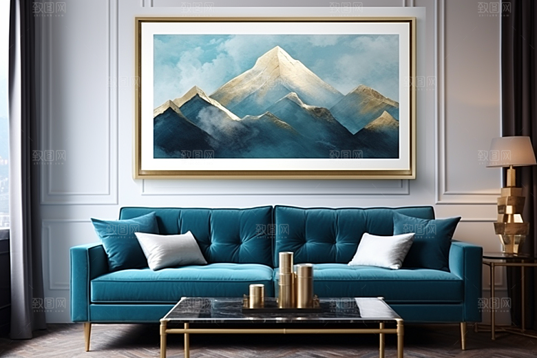 金色山水金箔剪影装饰画