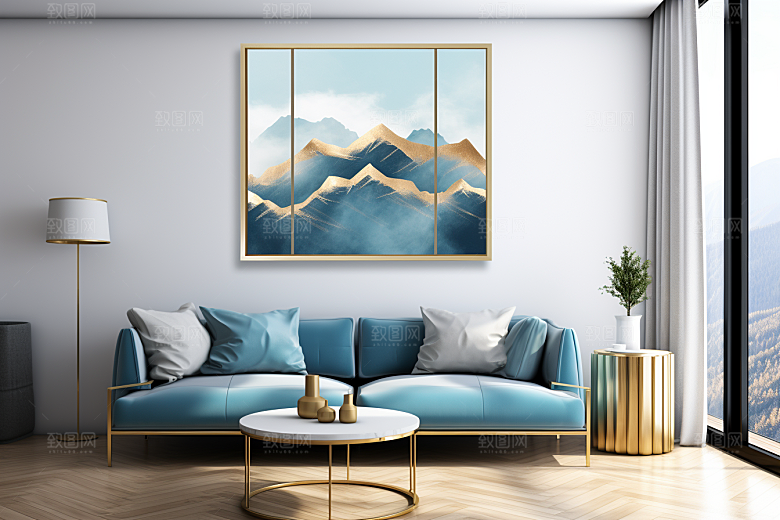 金色山水高档水墨装饰画