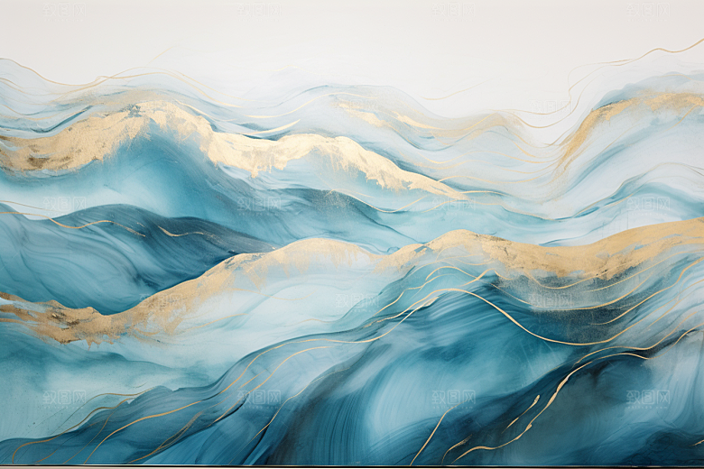 金色山水质感背景装饰画
