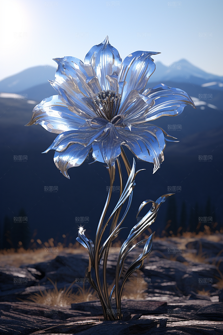 金属质感花卉高清立体模型