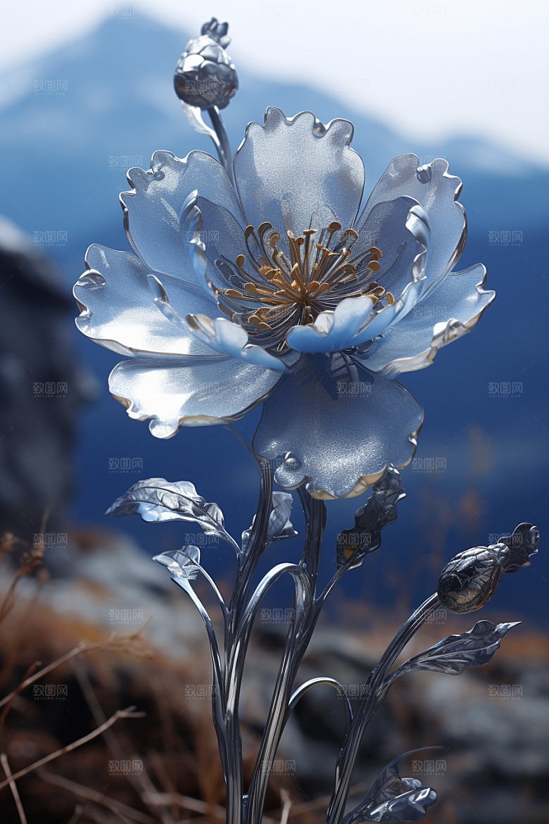 金属质感花卉高清立体模型