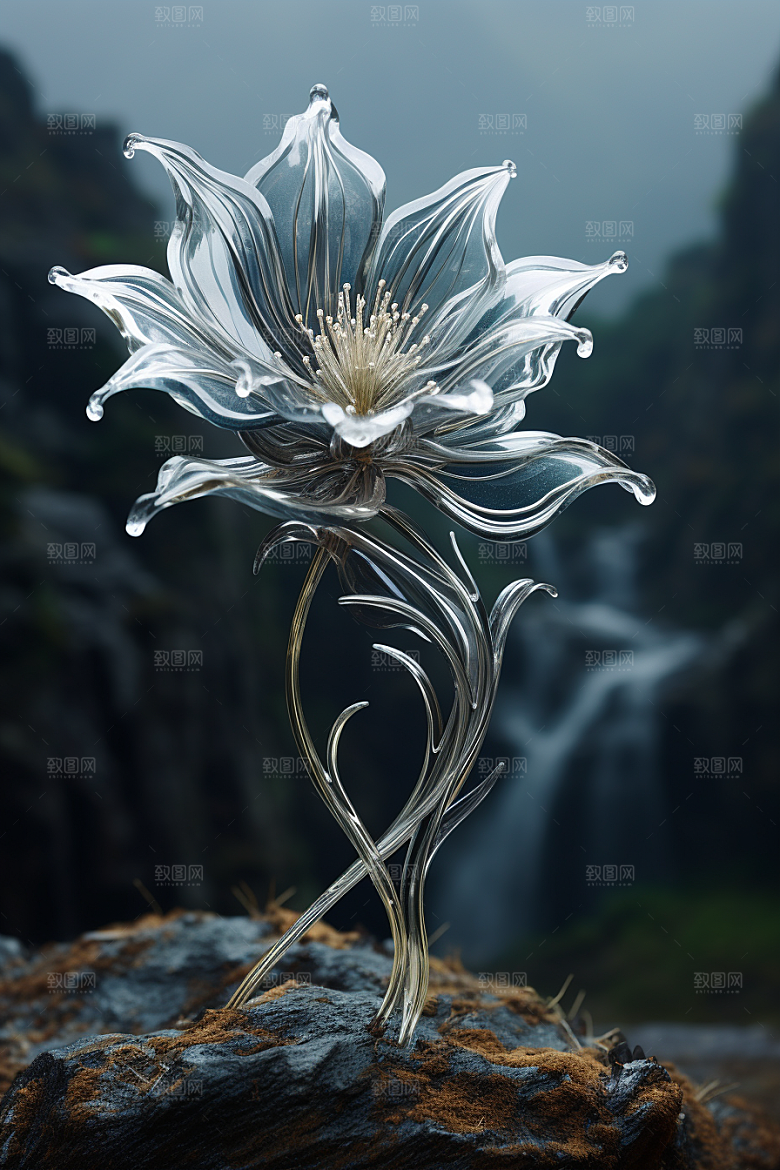 金属质感花卉光泽高清模型