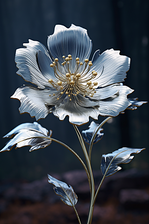 金属质感花卉唯美3D模型