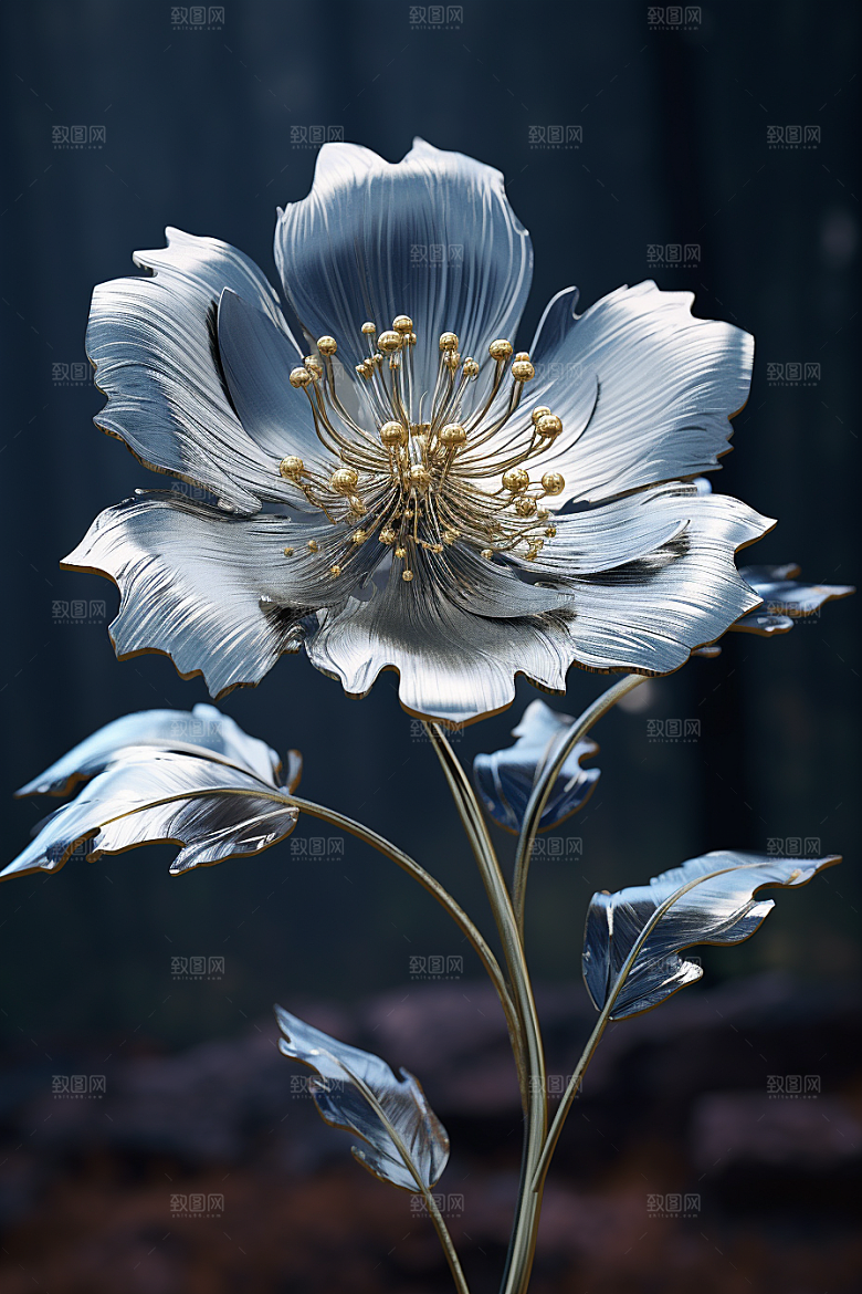 金属质感花卉唯美3D模型