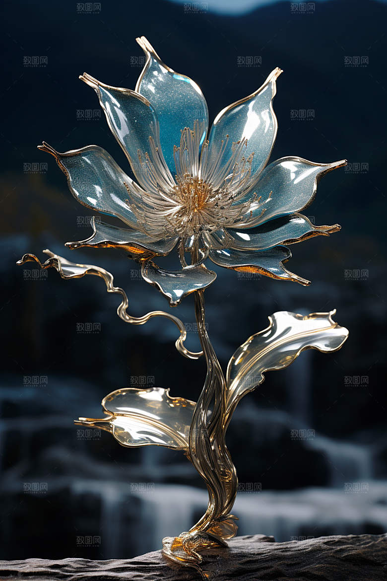 金属质感花卉3D高清模型