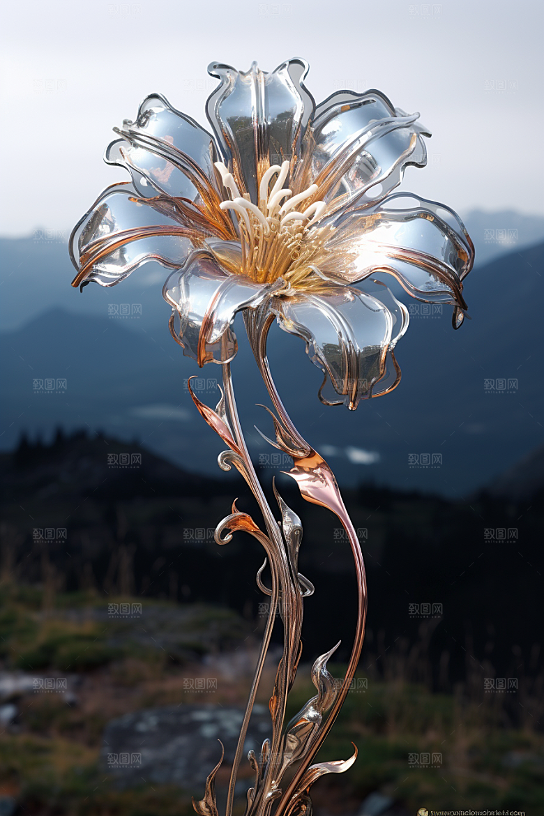 金属质感花卉唯美通透模型