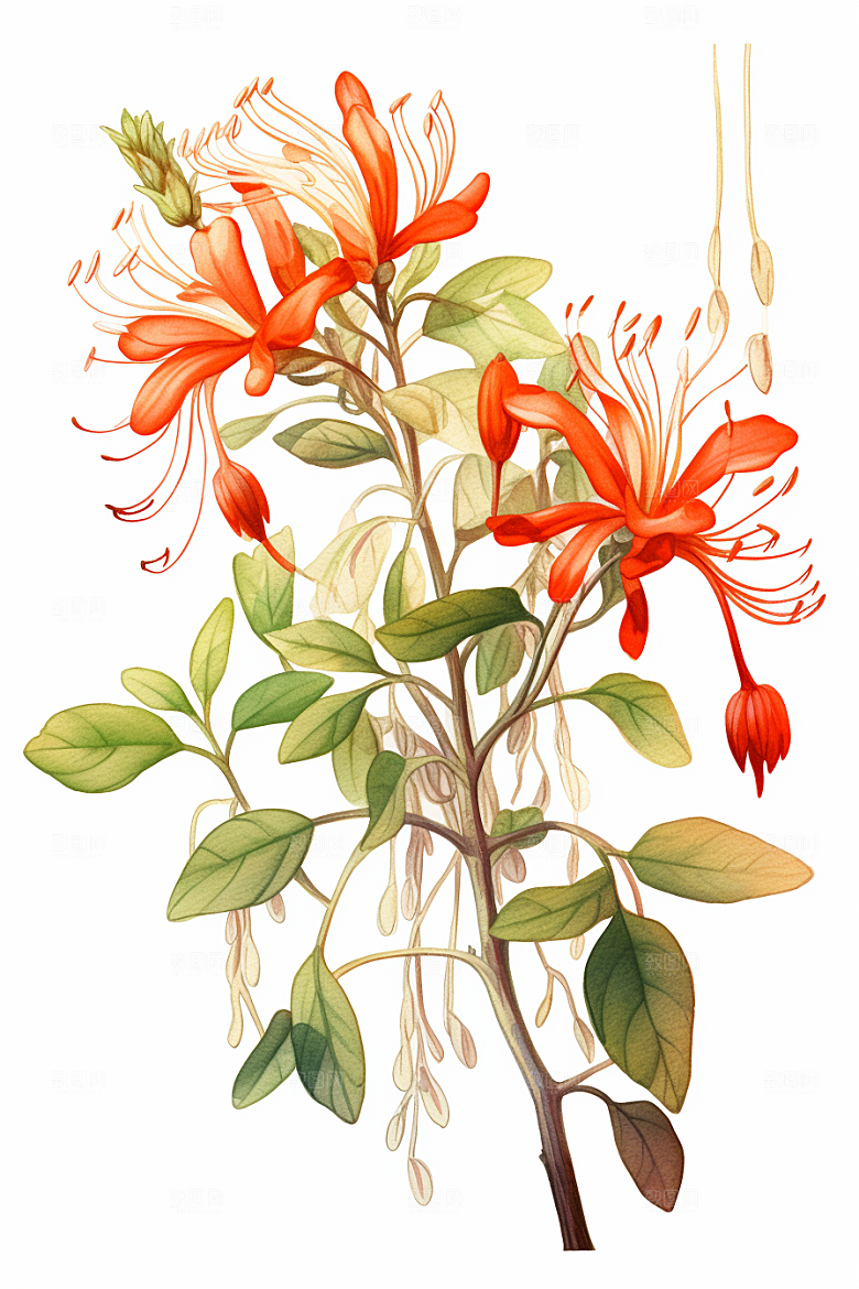 金银花药方医疗插画