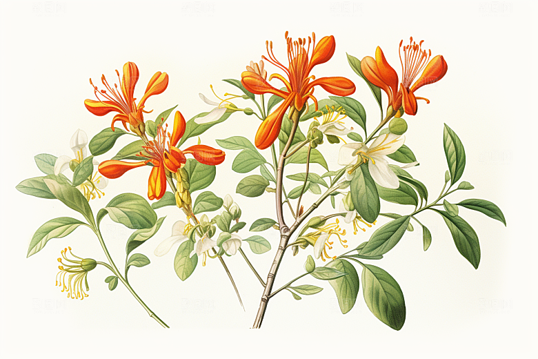 金银花养生中药材插画