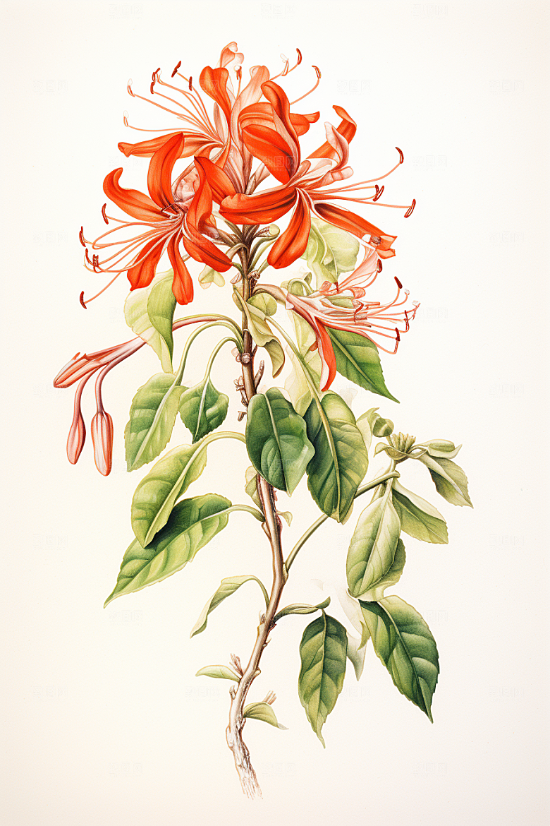 金银花药方中医插画