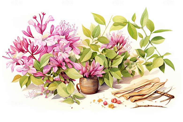 金银花中草药中医插画