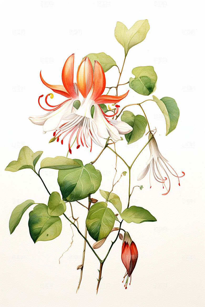 金银花养生植物插画