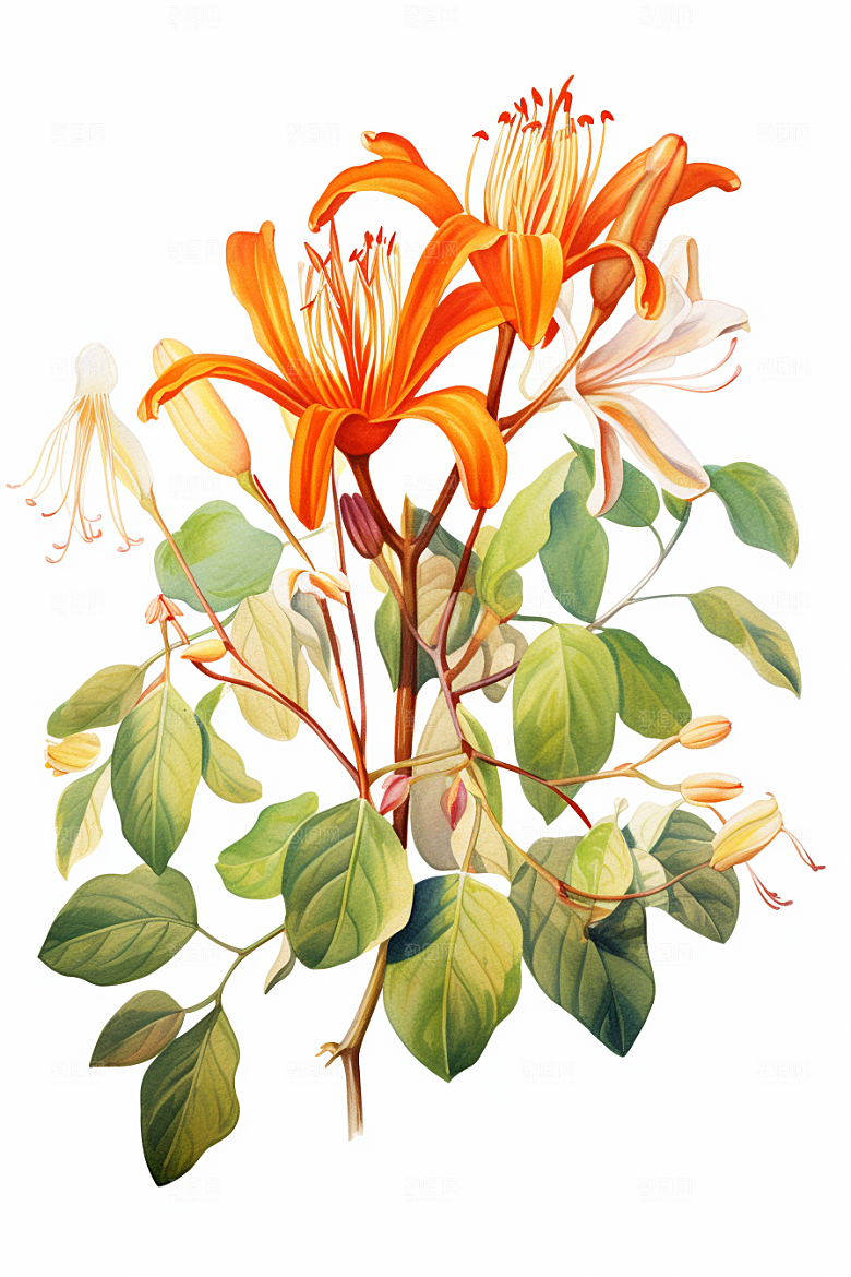 金银花保健药方插画