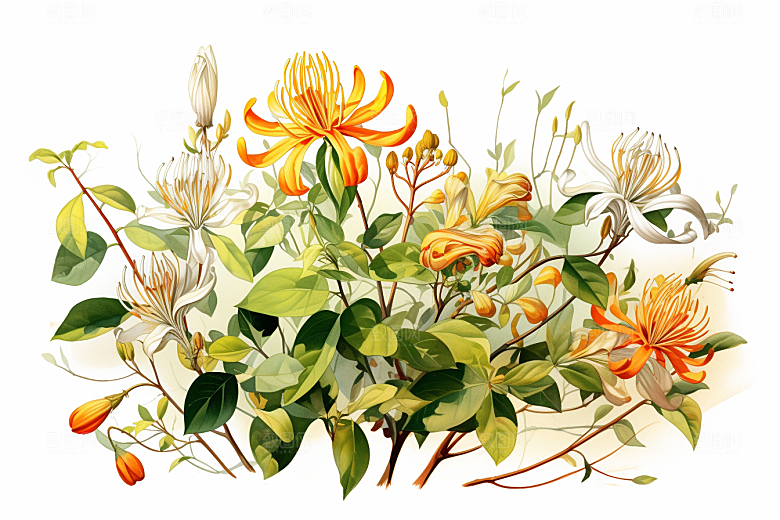 金银花医学药方插画