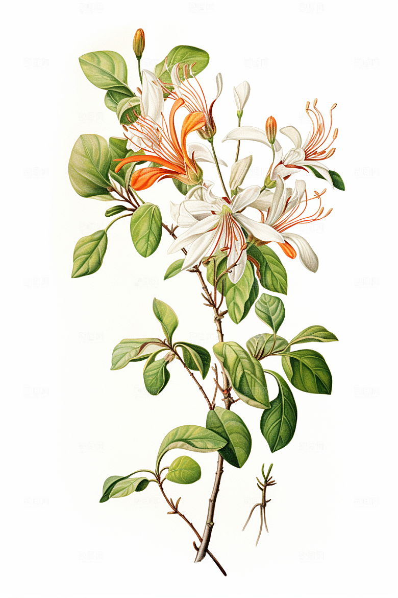 金银花中药材养生插画