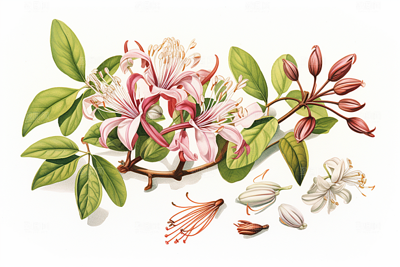 金银花医学手绘插画