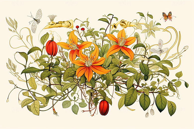 金银花手绘保健插画
