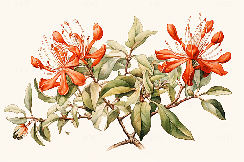 金银花中医药方插画