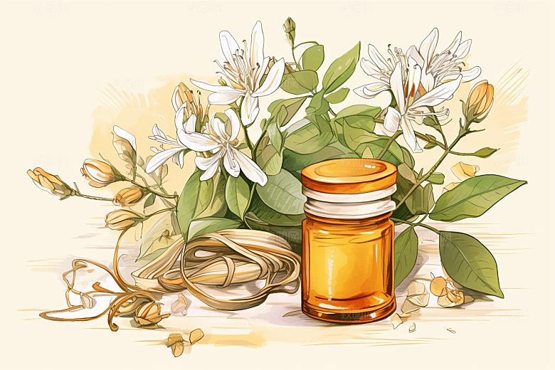 金银花医疗药方插画