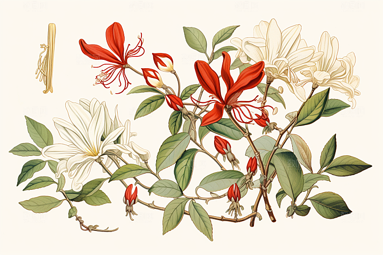 金银花医疗保健插画