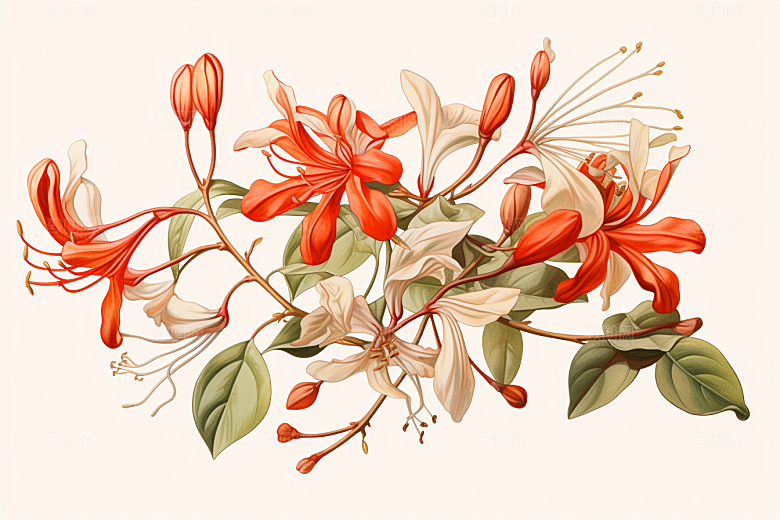 金银花养生医学插画