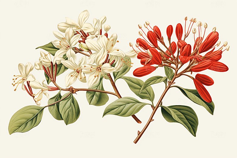 金银花中草药医疗插画
