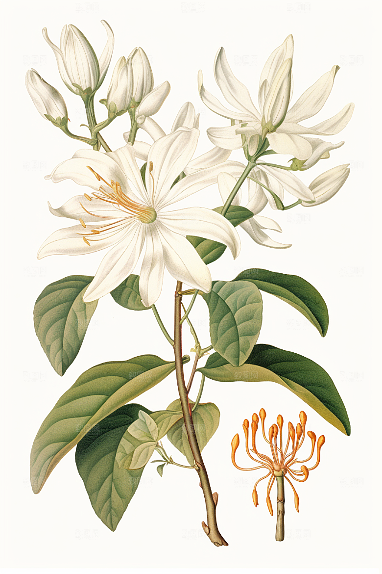 金银花中药材养生插画