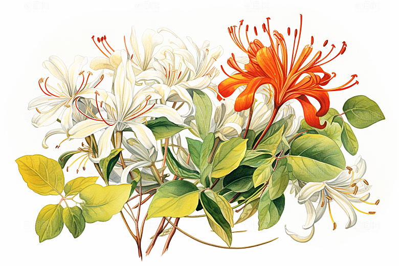 金银花中医药方插画