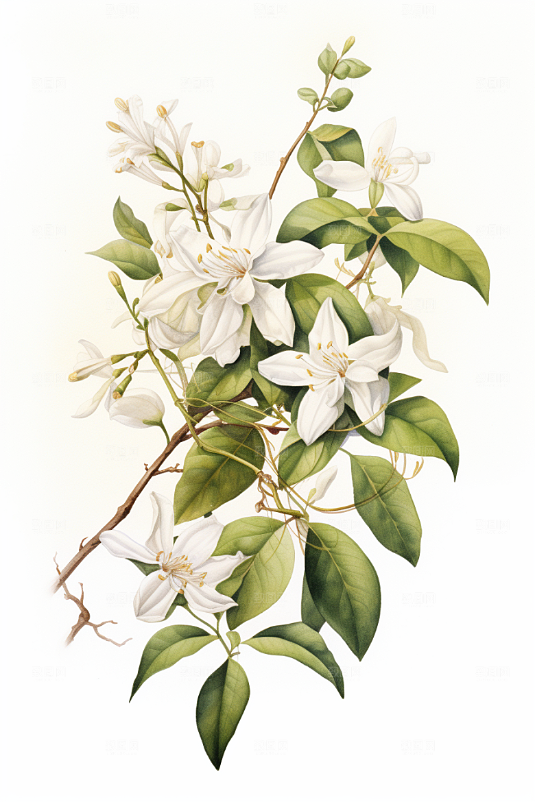 金银花手绘养生插画