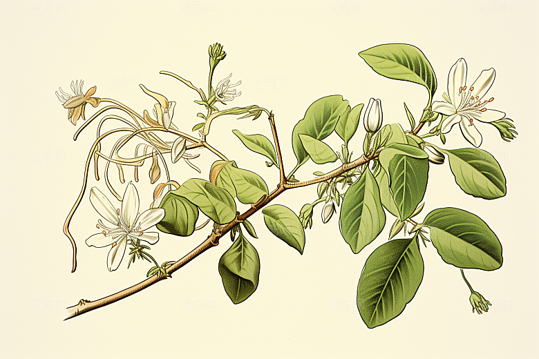 金银花植物医疗插画