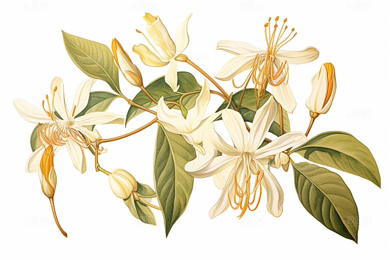 金银花中药材中医插画