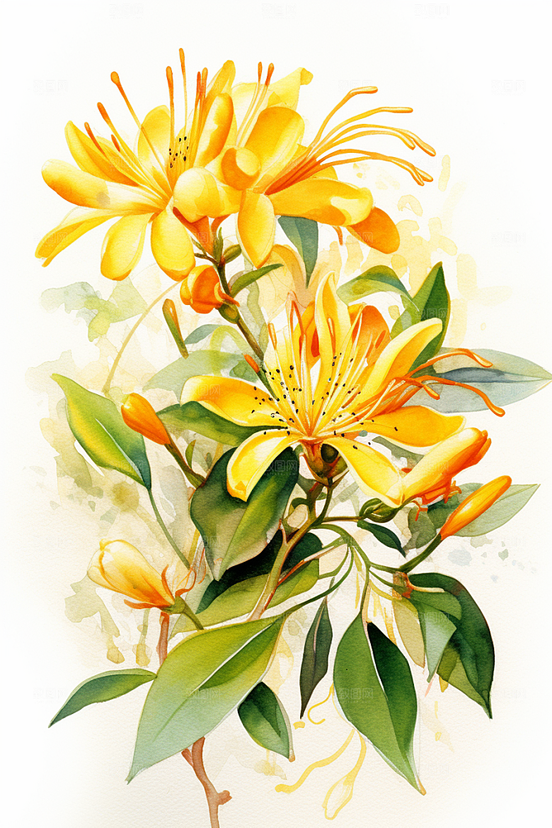 金银花中药材健康插画