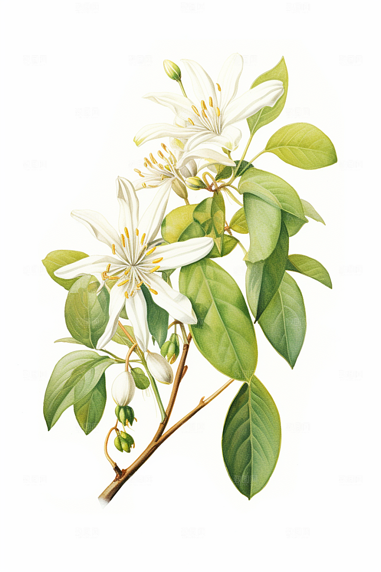 金银花中药材医学插画