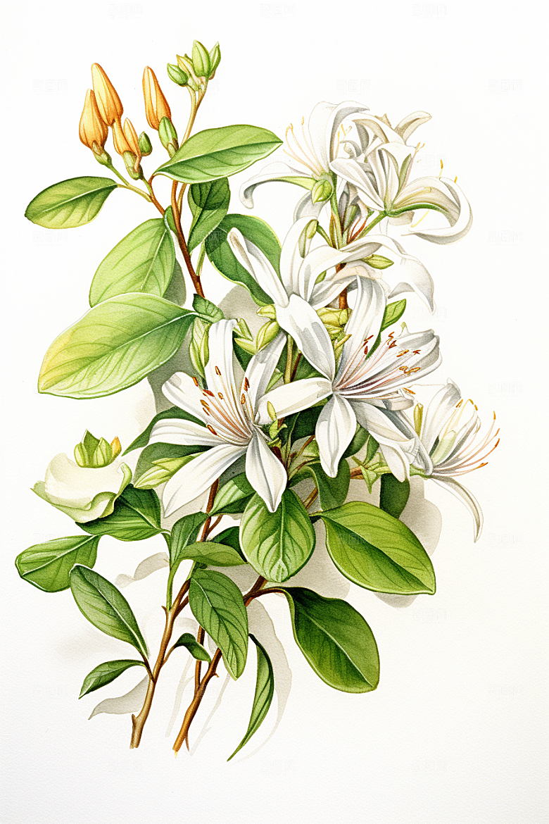 金银花保健中医插画