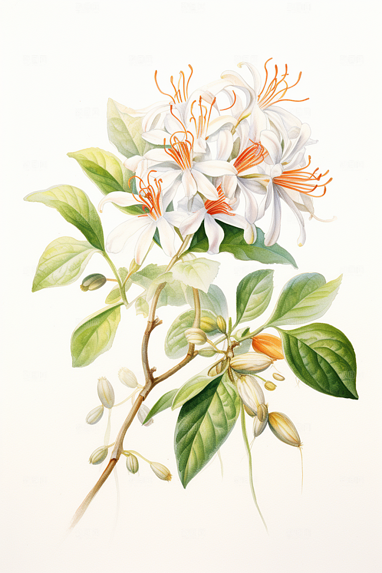 金银花保健药方插画